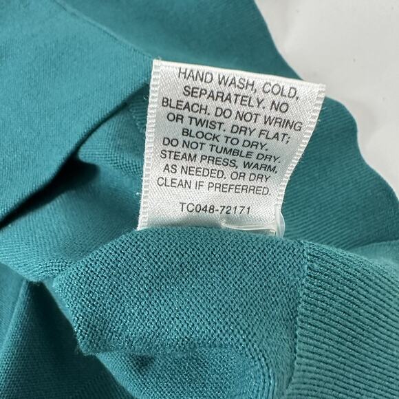 Pendleton Sweater Womens Large Blue Green Silk Blend Button Career Cardigan Knit - Picture 8 of 13